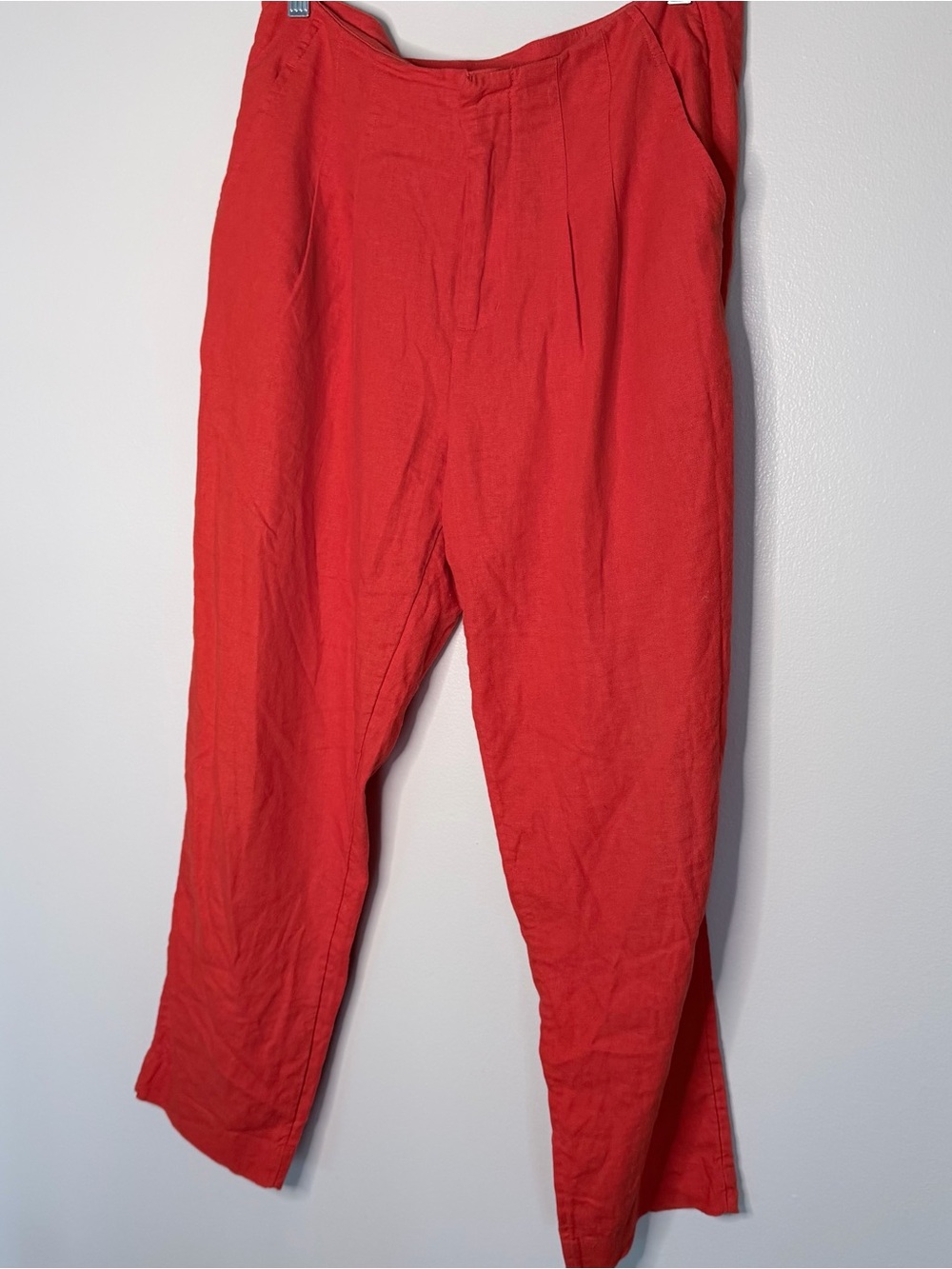 Women’s Orange Red Casual Linen-Blend Pants